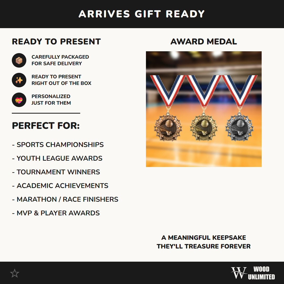 Personalized Volleyball Team Medals, Volleyball Player Medallions with Neck Ribbon, Volleyball Player Awards for Players and Coaches