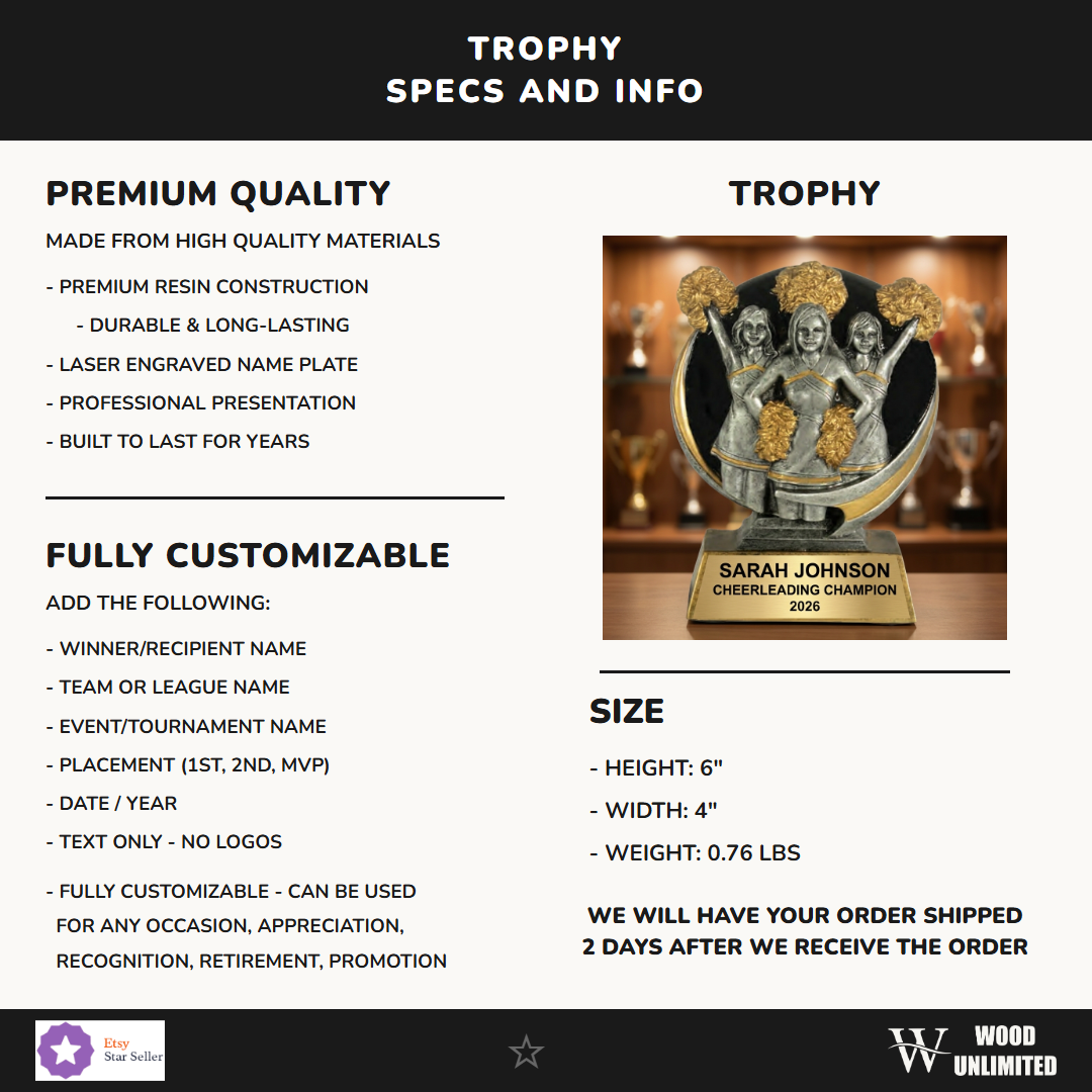 Cheerleading Award Trophy 6"