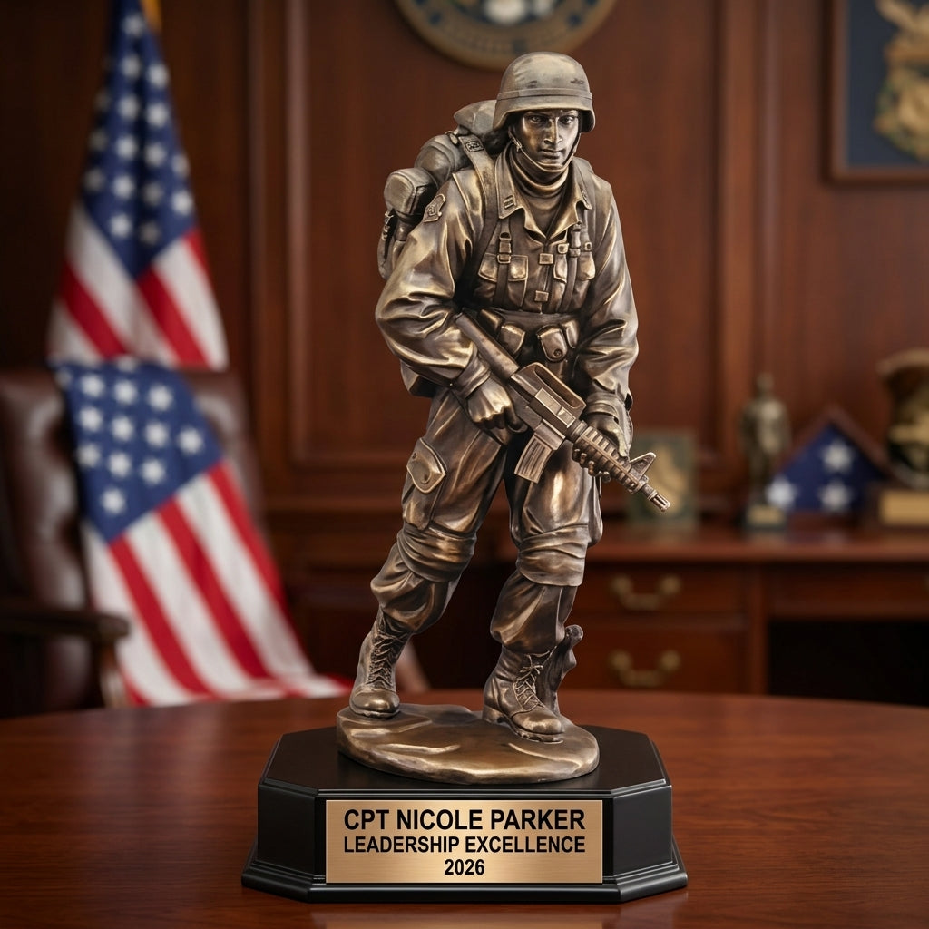 Military Trophy Award | Personalized | Custom Engraved | Retirement Gift | Service Recognition | Patriotic Decor - View 1