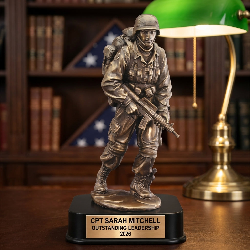 Military Trophy Award | Personalized | Custom Engraved | Retirement Gift | Service Recognition | Patriotic Decor - View 3