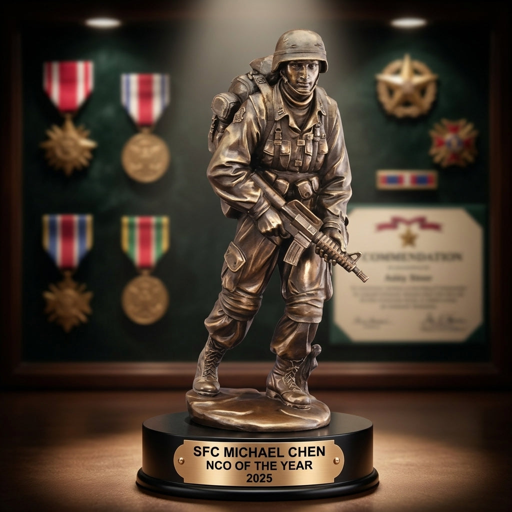 Military Trophy Award | Personalized | Custom Engraved | Retirement Gift | Service Recognition | Patriotic Decor - View 4