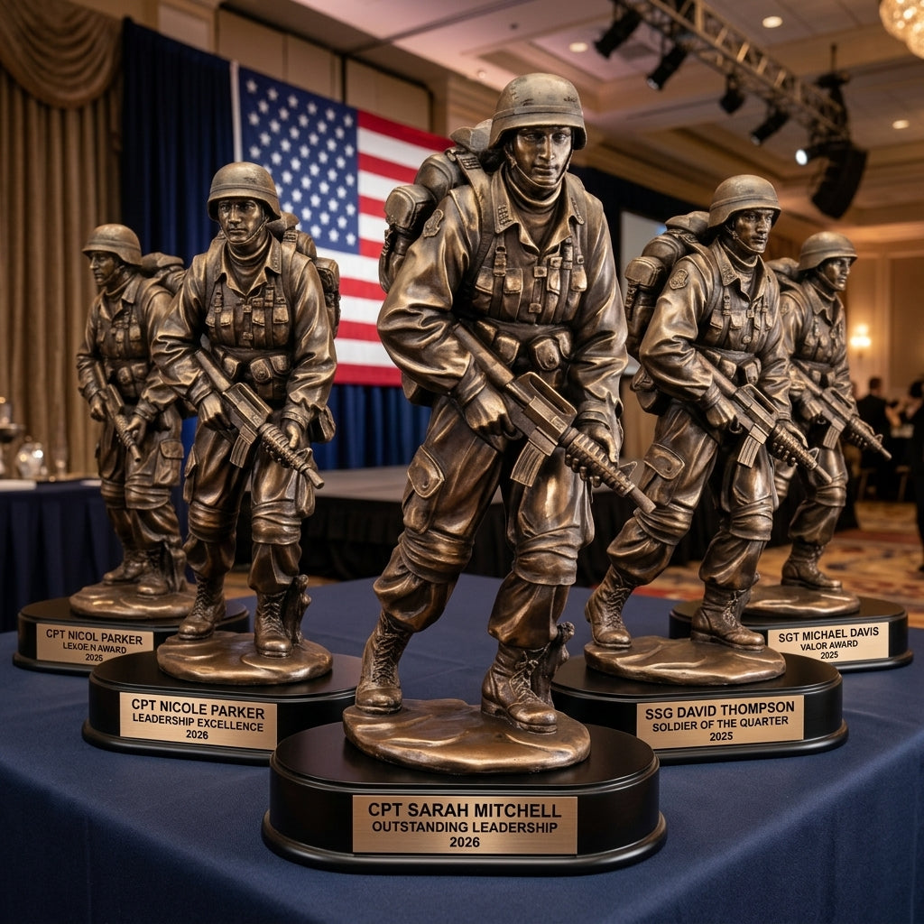 Military Trophy Award | Personalized | Custom Engraved | Retirement Gift | Service Recognition | Patriotic Decor - View 6