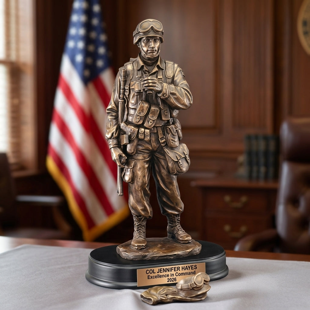 Military Trophy Award | Personalized | Custom Engraved | Retirement Gift | Veteran | Achievement Award | Service Recognition - View 1