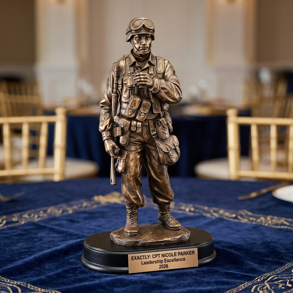 Military Trophy Award | Personalized | Custom Engraved | Retirement Gift | Veteran | Achievement Award | Service Recognition - View 2