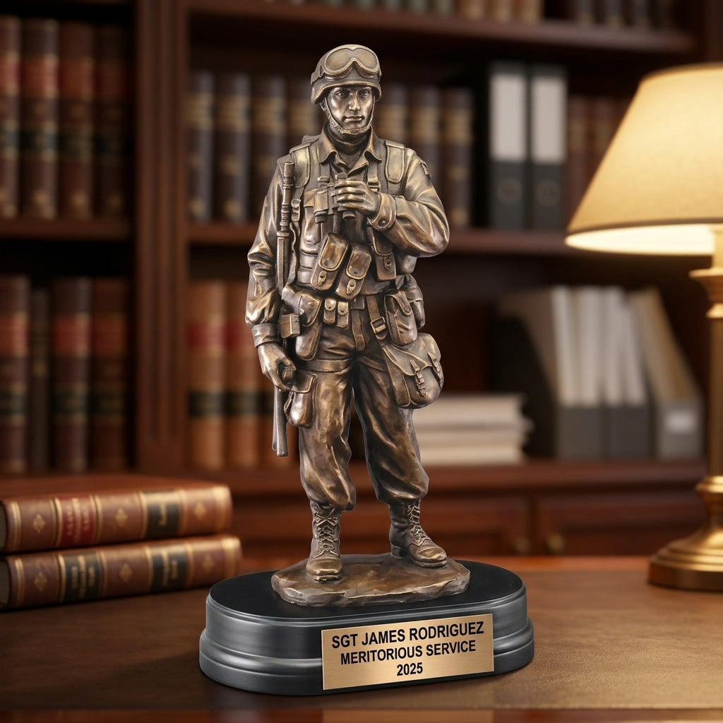 Military Trophy Award | Personalized | Custom Engraved | Retirement Gift | Veteran | Achievement Award | Service Recognition - View 3