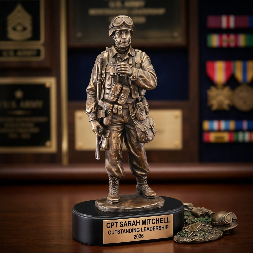 Military Trophy Award | Personalized | Custom Engraved | Retirement Gift | Veteran | Achievement Award | Service Recognition - View 4
