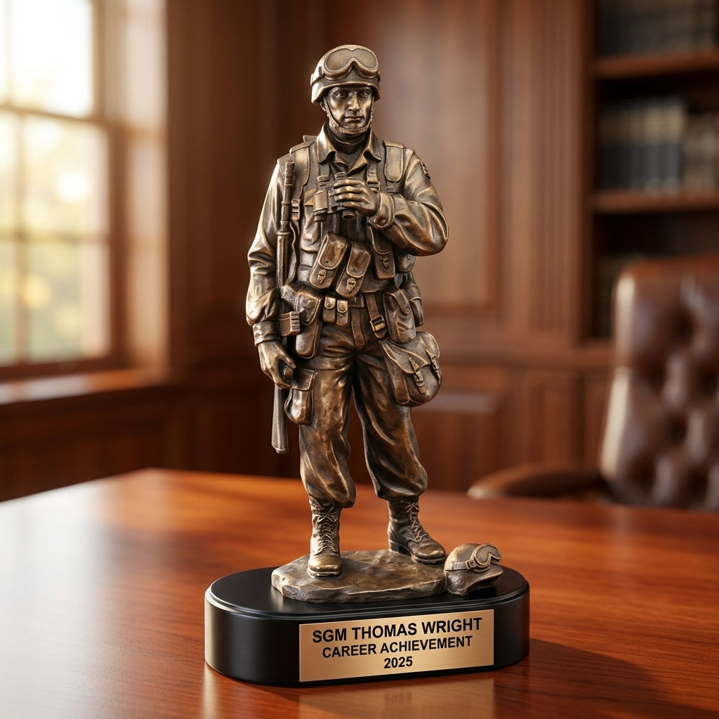 Military Trophy Award | Personalized | Custom Engraved | Retirement Gift | Veteran | Achievement Award | Service Recognition - View 5