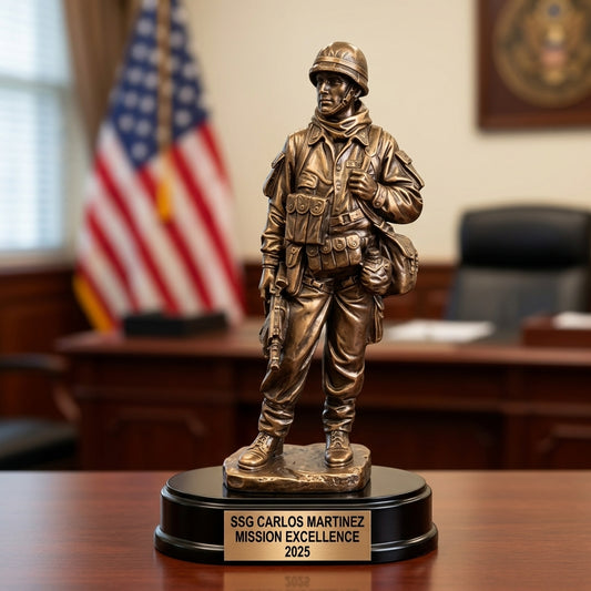 Military Trophy Award | Personalized | Custom Engraved | Retirement Gift | Service Award | Promotion | Veterans Day | Change of Command - View 1