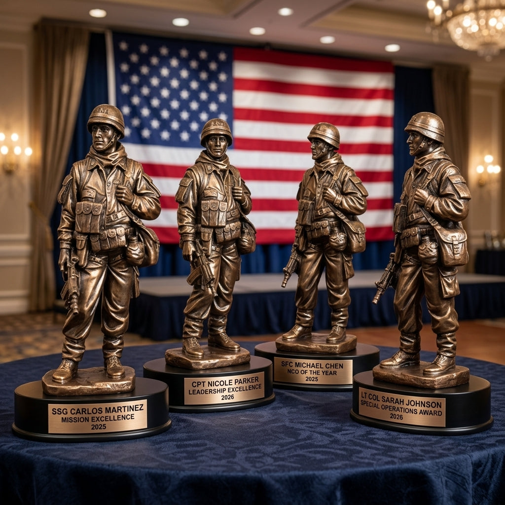 Military Trophy Award | Personalized | Custom Engraved | Retirement Gift | Service Award | Promotion | Veterans Day | Change of Command - View 6