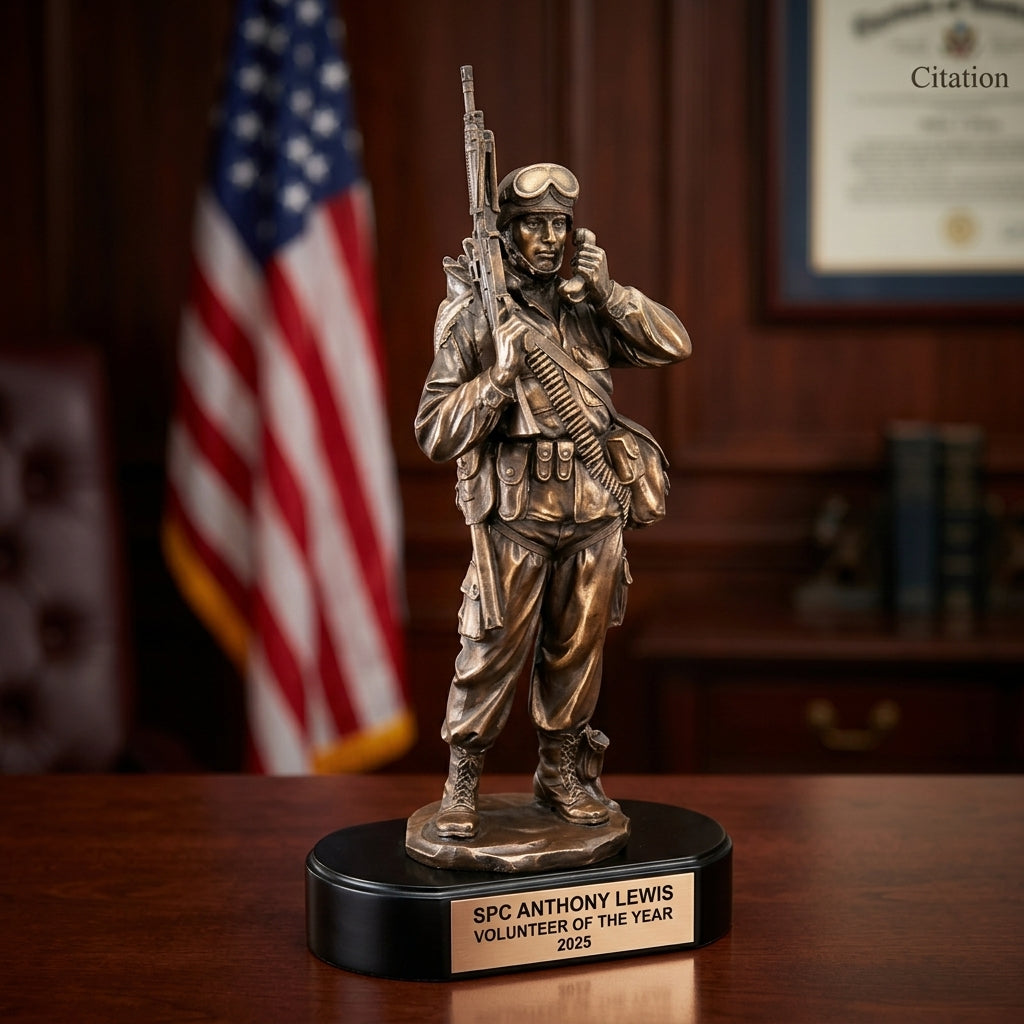 Military Trophy Award | Personalized | Custom Engraved | Retirement Gift | Service Award | Achievement Trophy | US Armed Forces - View 1