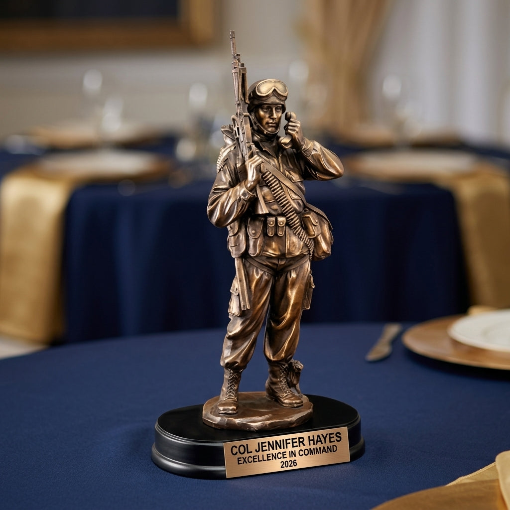 Military Trophy Award | Personalized | Custom Engraved | Retirement Gift | Service Award | Achievement Trophy | US Armed Forces - View 2