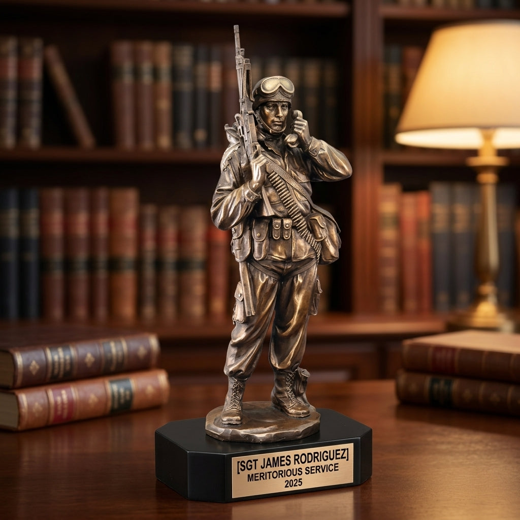 Military Trophy Award | Personalized | Custom Engraved | Retirement Gift | Service Award | Achievement Trophy | US Armed Forces - View 3