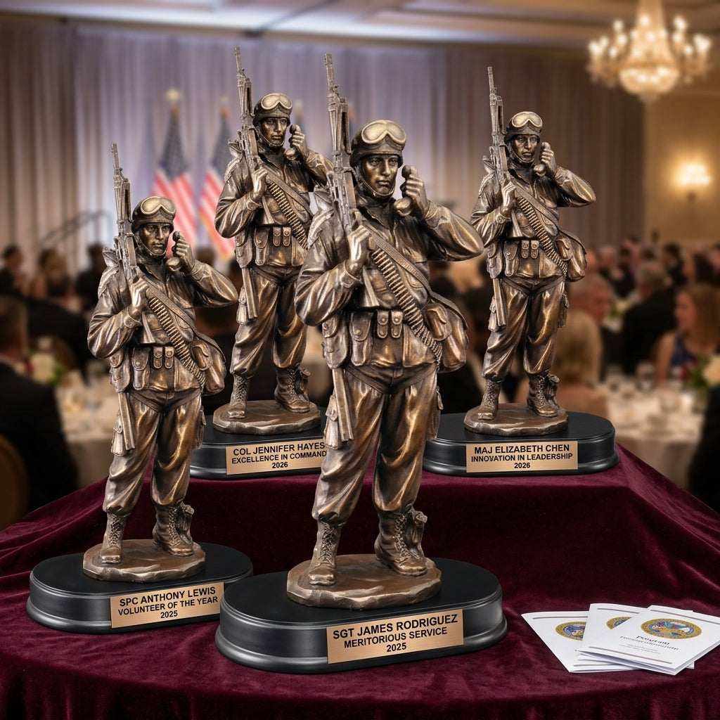 Military Trophy Award | Personalized | Custom Engraved | Retirement Gift | Service Award | Achievement Trophy | US Armed Forces - View 6