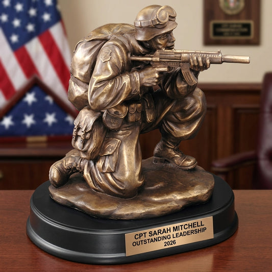 Military Trophy Award | Personalized | Custom Engraved | Retirement Gift | Promotion | Veteran | Service Award - View 1