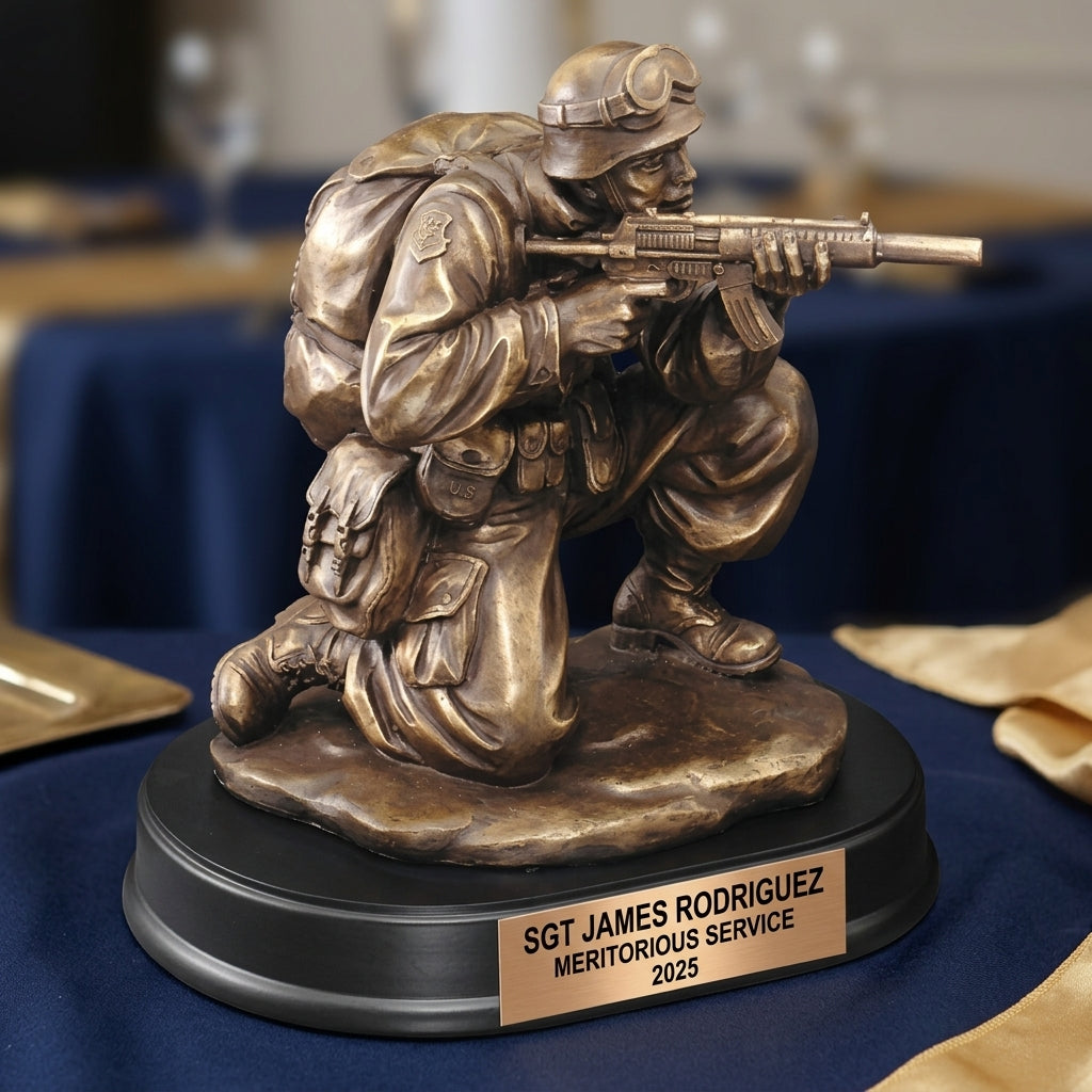 Military Trophy Award | Personalized | Custom Engraved | Retirement Gift | Promotion | Veteran | Service Award - View 2
