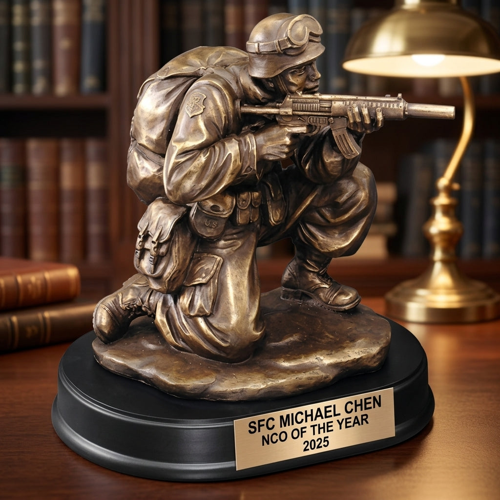 Military Trophy Award | Personalized | Custom Engraved | Retirement Gift | Promotion | Veteran | Service Award - View 3