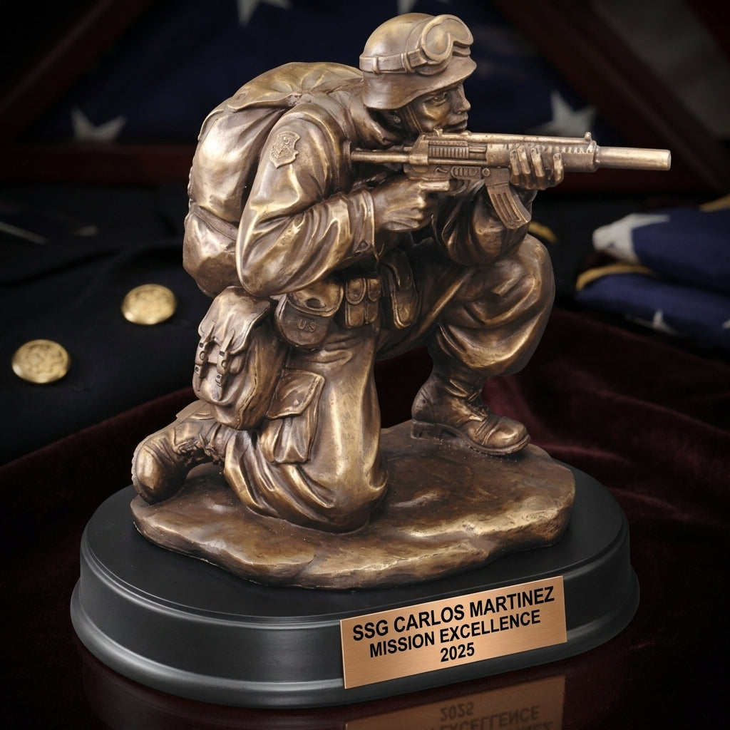 Military Trophy Award | Personalized | Custom Engraved | Retirement Gift | Promotion | Veteran | Service Award - View 4
