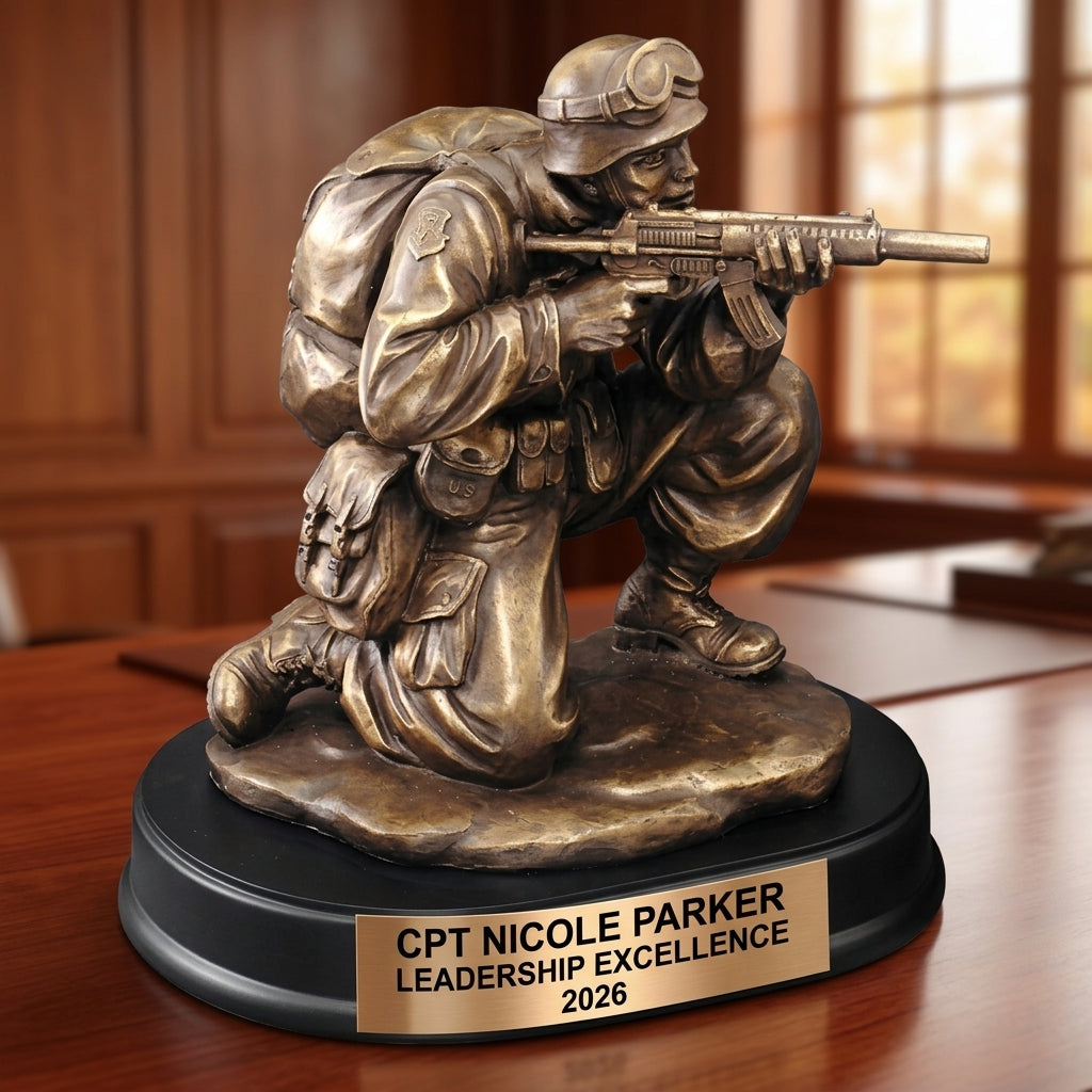 Military Trophy Award | Personalized | Custom Engraved | Retirement Gift | Promotion | Veteran | Service Award - View 5