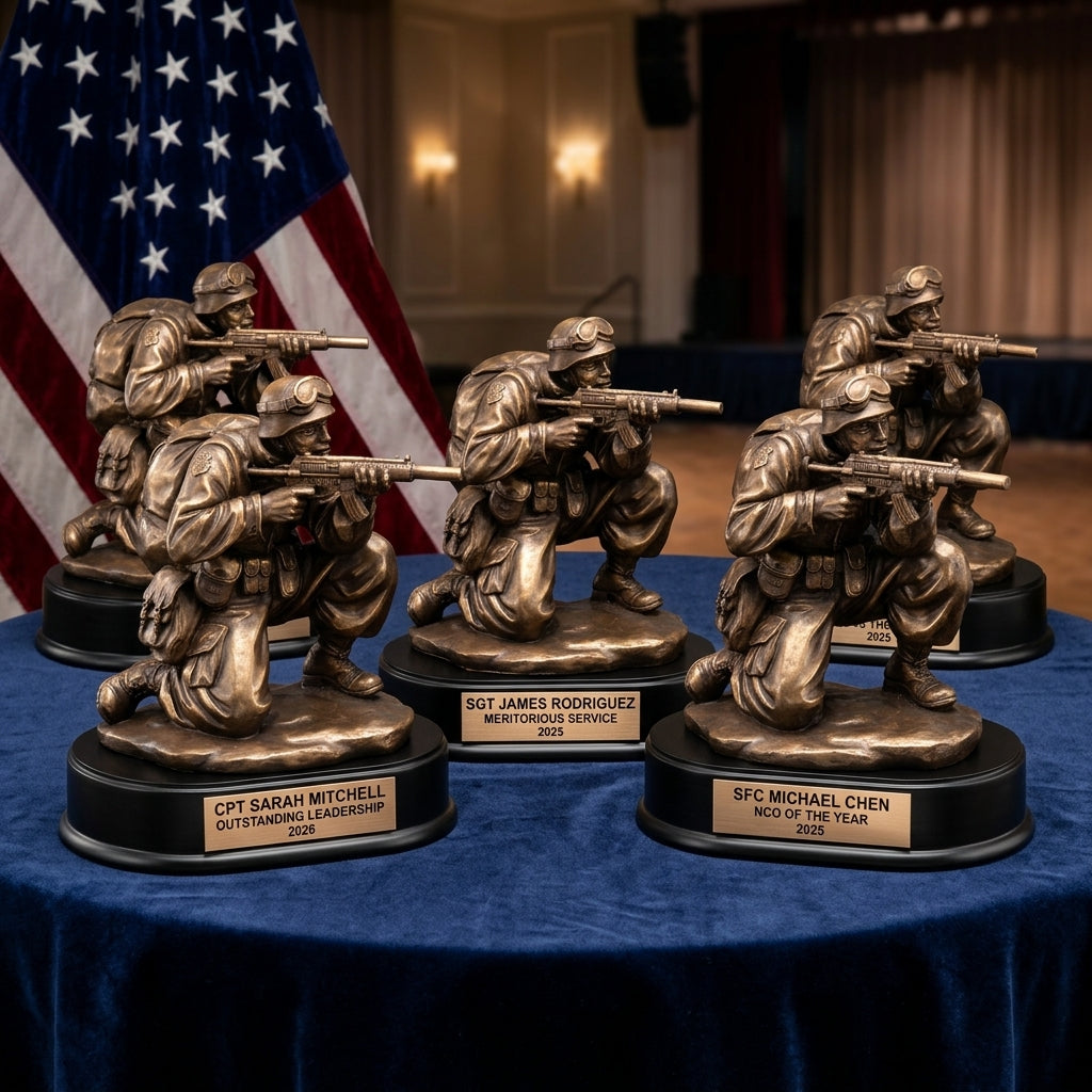 Military Trophy Award | Personalized | Custom Engraved | Retirement Gift | Promotion | Veteran | Service Award - View 6