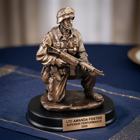 Military Trophy Award | Personalized | Custom Engraved | Retirement Gift | Promotion | Service Award | Veterans Day | Patriotic | Resin - View 2