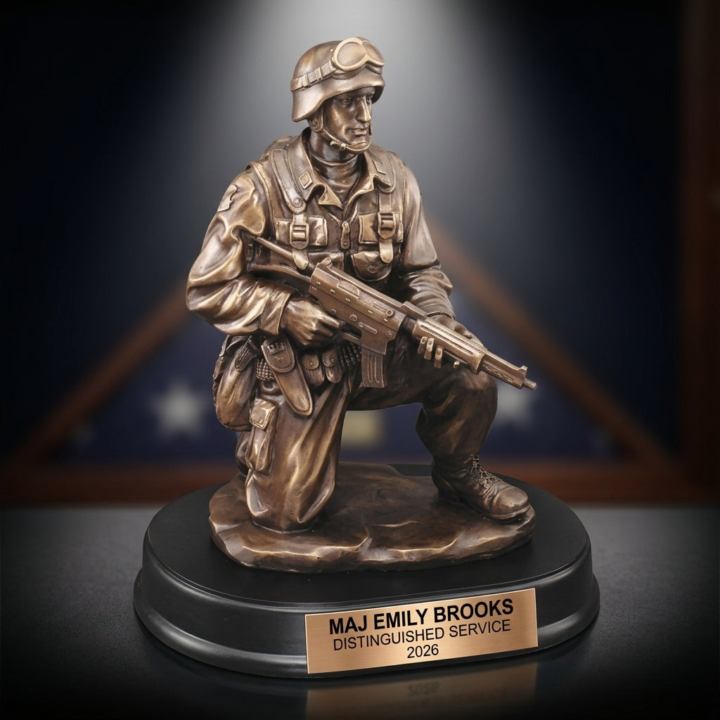 Military Trophy Award | Personalized | Custom Engraved | Retirement Gift | Promotion | Service Award | Veterans Day | Patriotic | Resin - View 4