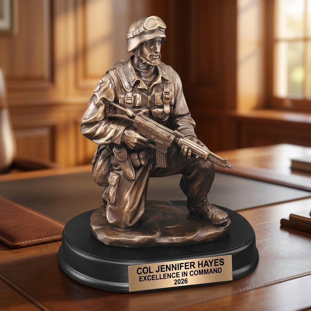 Military Trophy Award | Personalized | Custom Engraved | Retirement Gift | Promotion | Service Award | Veterans Day | Patriotic | Resin - View 5