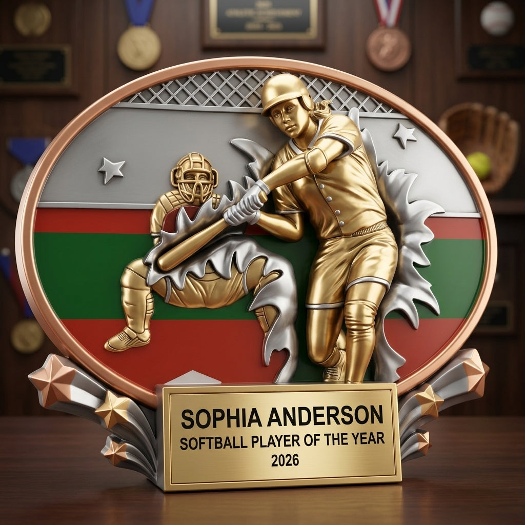 Personalized | Softball Award | Custom Engraved | Softball Trophy | Girls Softball | Player Award | Team Recognition | Most Improved - View 3