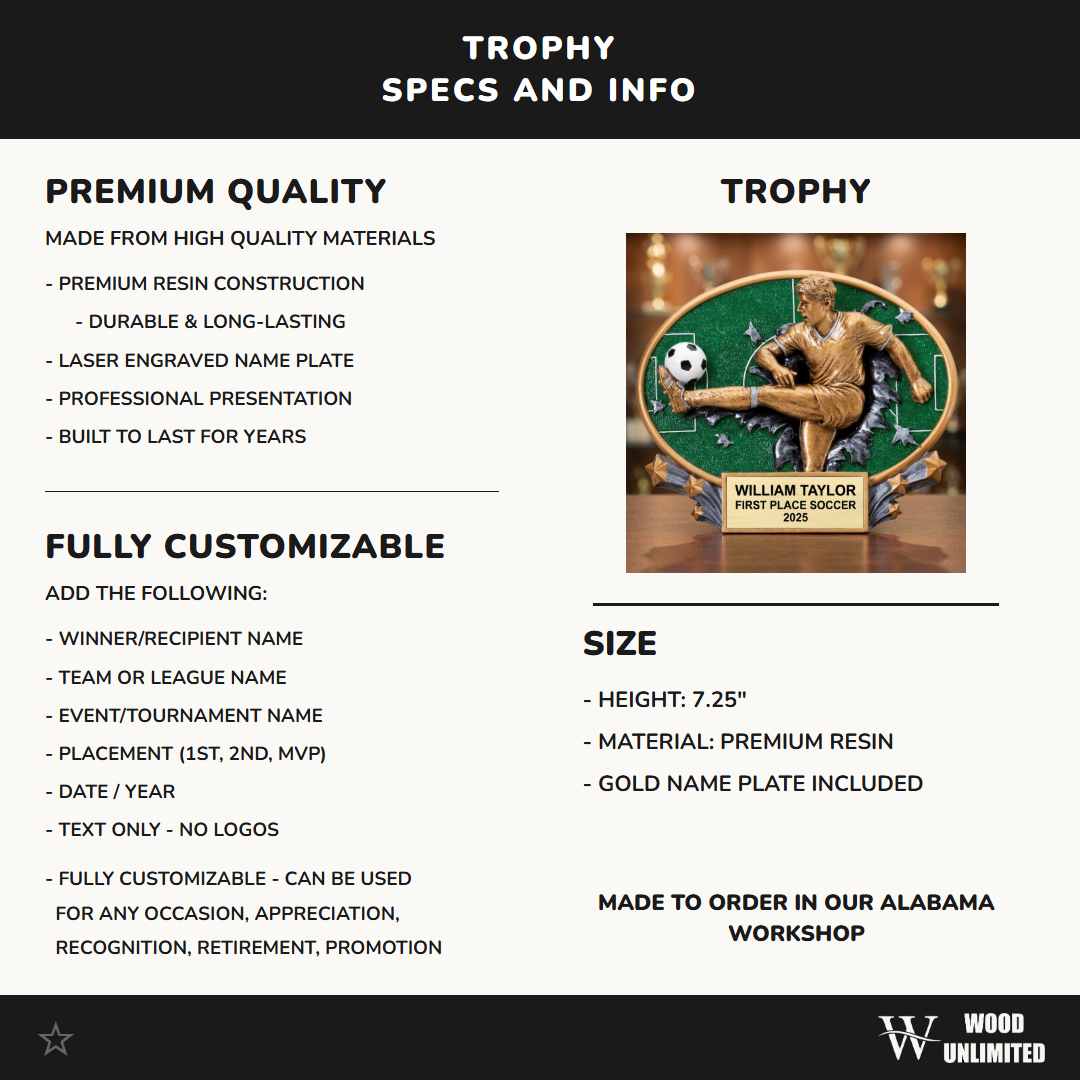 Soccer Award Trophy | Personalized | Custom Engraved | MVP | Golden Boot | Team Gift