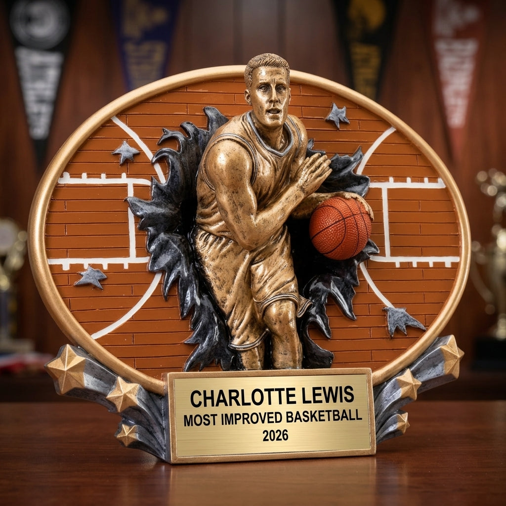 Personalized Basketball Award Trophy | Custom Engraved | Basketball Gift | Team Trophy | End of Season Award - View 3