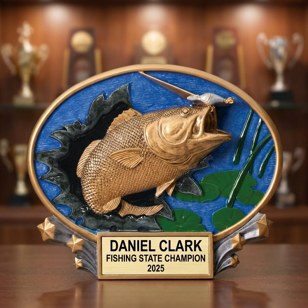 Fishing Trophy Award | Personalized | Custom Engraved | Bass Tournament Winner | Biggest Catch Award | Fisherman Gift - View 1