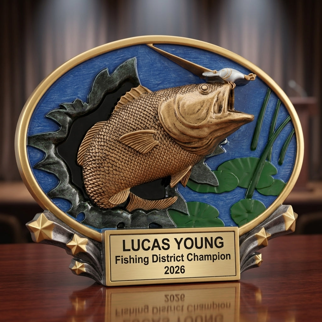 Fishing Trophy Award | Personalized | Custom Engraved | Bass Tournament Winner | Biggest Catch Award | Fisherman Gift - View 2