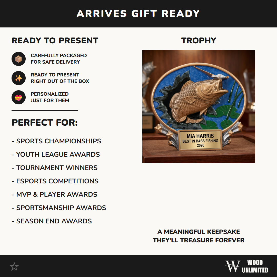 Fishing Trophy Award | Personalized | Custom Engraved | Bass Tournament Winner | Biggest Catch Award | Fisherman Gift