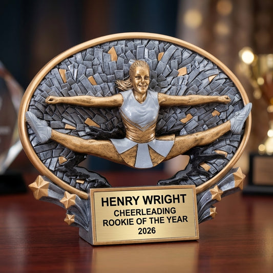 Cheerleading Award Trophy | Personalized | Custom Engraved | Cheer Leader Gift | Spirit Award | Team MVP - View 2