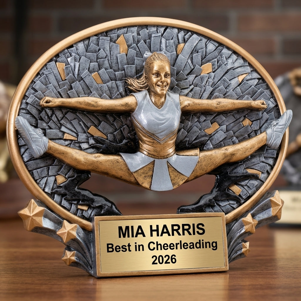 Cheerleading Award Trophy | Personalized | Custom Engraved | Cheer Leader Gift | Spirit Award | Team MVP - View 3