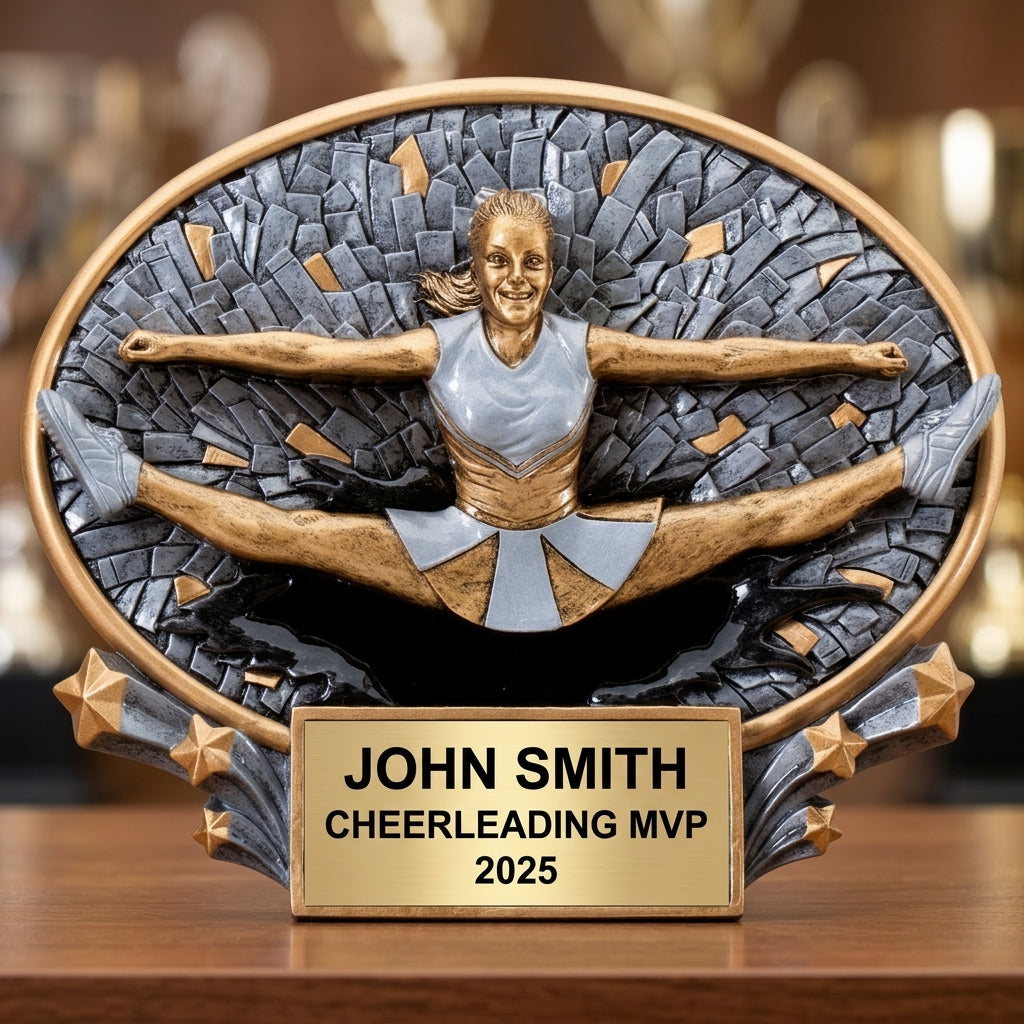 Cheerleading Award Trophy | Personalized | Custom Engraved | Cheer Leader Gift | Spirit Award | Team MVP - View 4