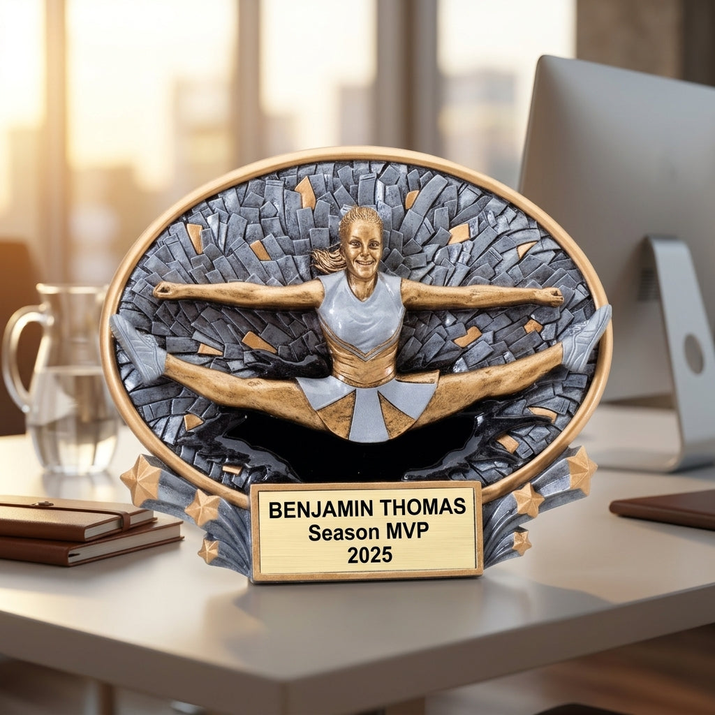 Cheerleading Award Trophy | Personalized | Custom Engraved | Cheer Leader Gift | Spirit Award | Team MVP - View 5