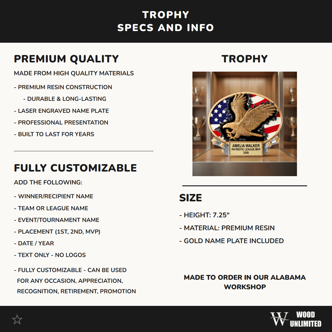 Eagle Award Trophy | Personalized | Custom Engraved | Team Banquet | Tournament | Eagle Gift | Presentation | Recognition