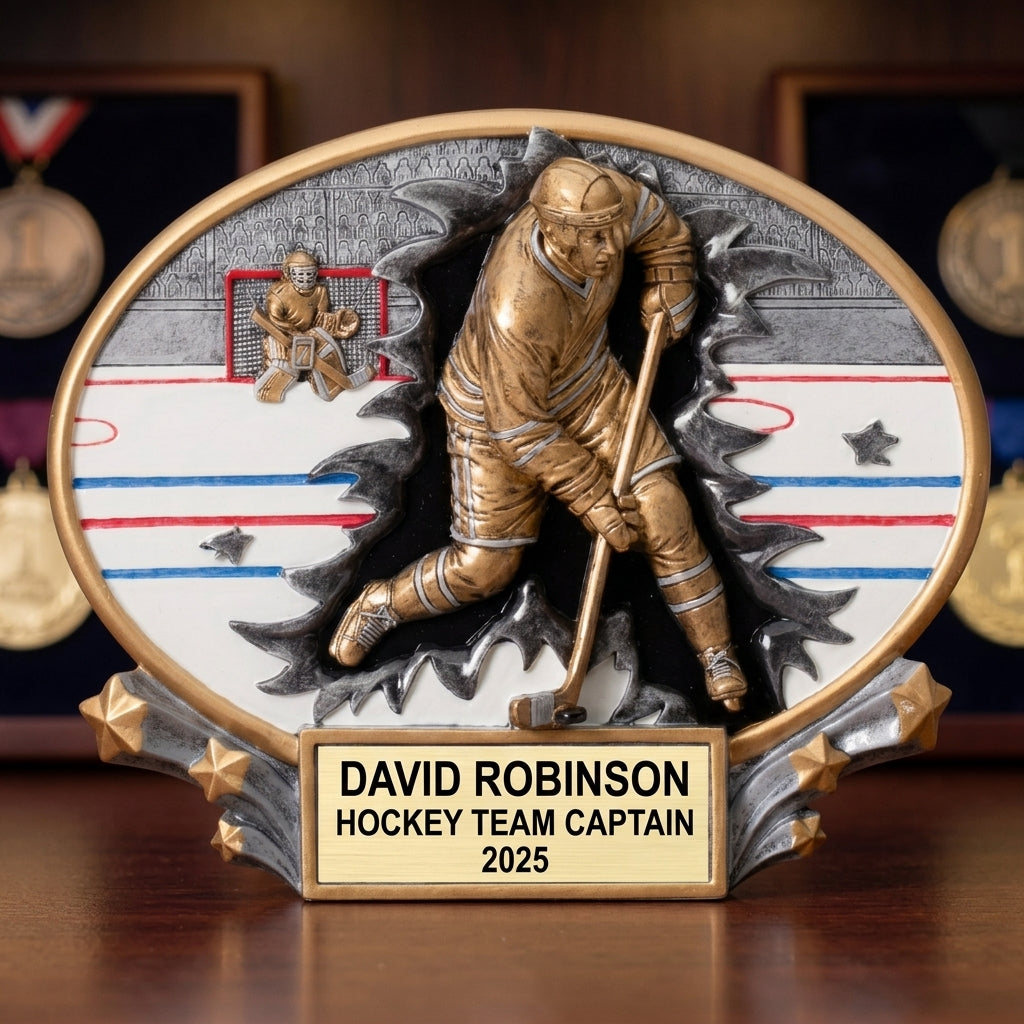 Hockey Award Trophy | Personalized | Custom Engraved Name Plate | Hockey Gift | Hockey Team Award | End of Season | Tournament Trophy - View 1