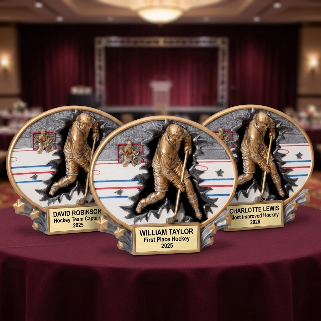 Hockey Award Trophy | Personalized | Custom Engraved Name Plate | Hockey Gift | Hockey Team Award | End of Season | Tournament Trophy - View 6