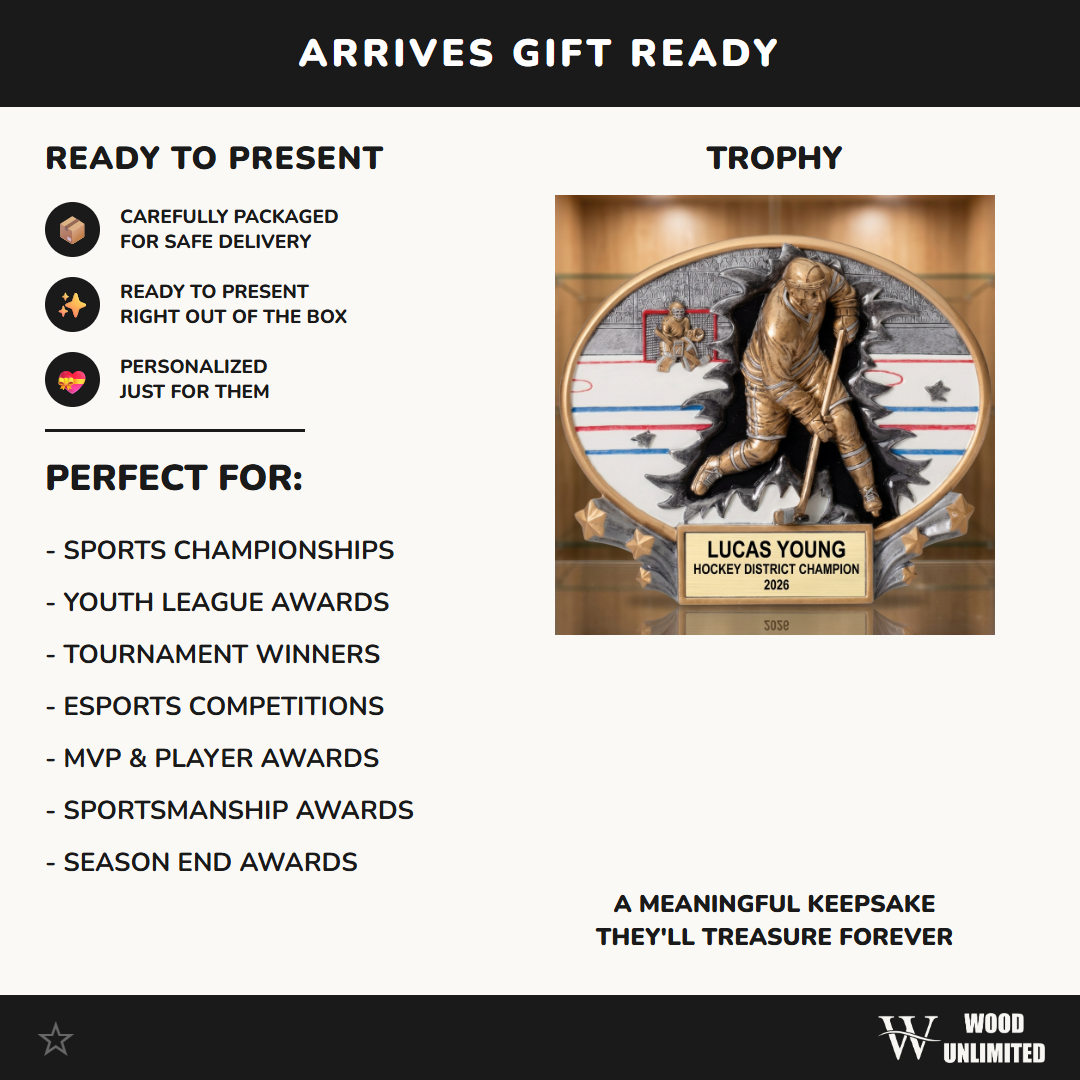 Hockey Award Trophy | Personalized | Custom Engraved Name Plate | Hockey Gift | Hockey Team Award | End of Season | Tournament Trophy