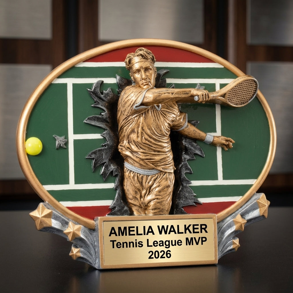 Tennis Award Trophy | Personalized | Custom Engraved | Tennis Champion | Gift | Player of the Year - View 3