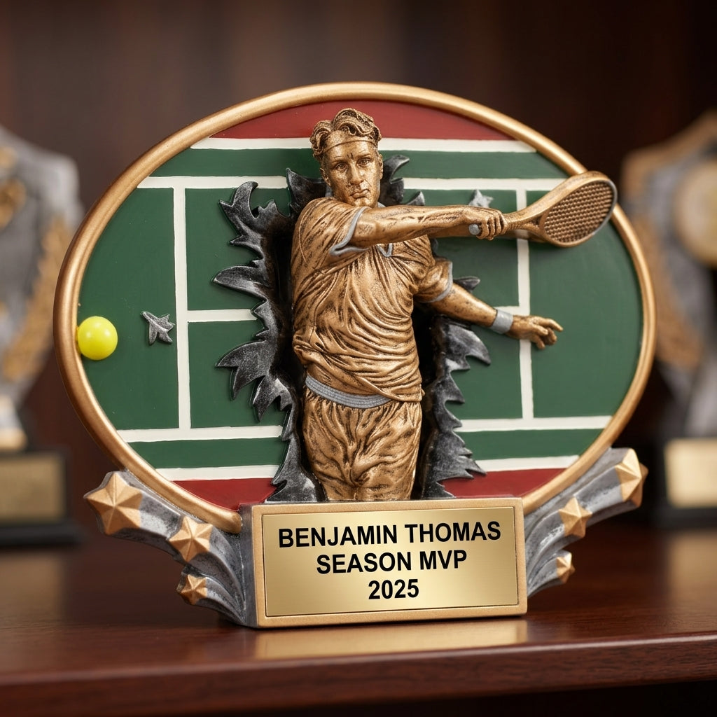 Tennis Award Trophy | Personalized | Custom Engraved | Tennis Champion | Gift | Player of the Year - View 4
