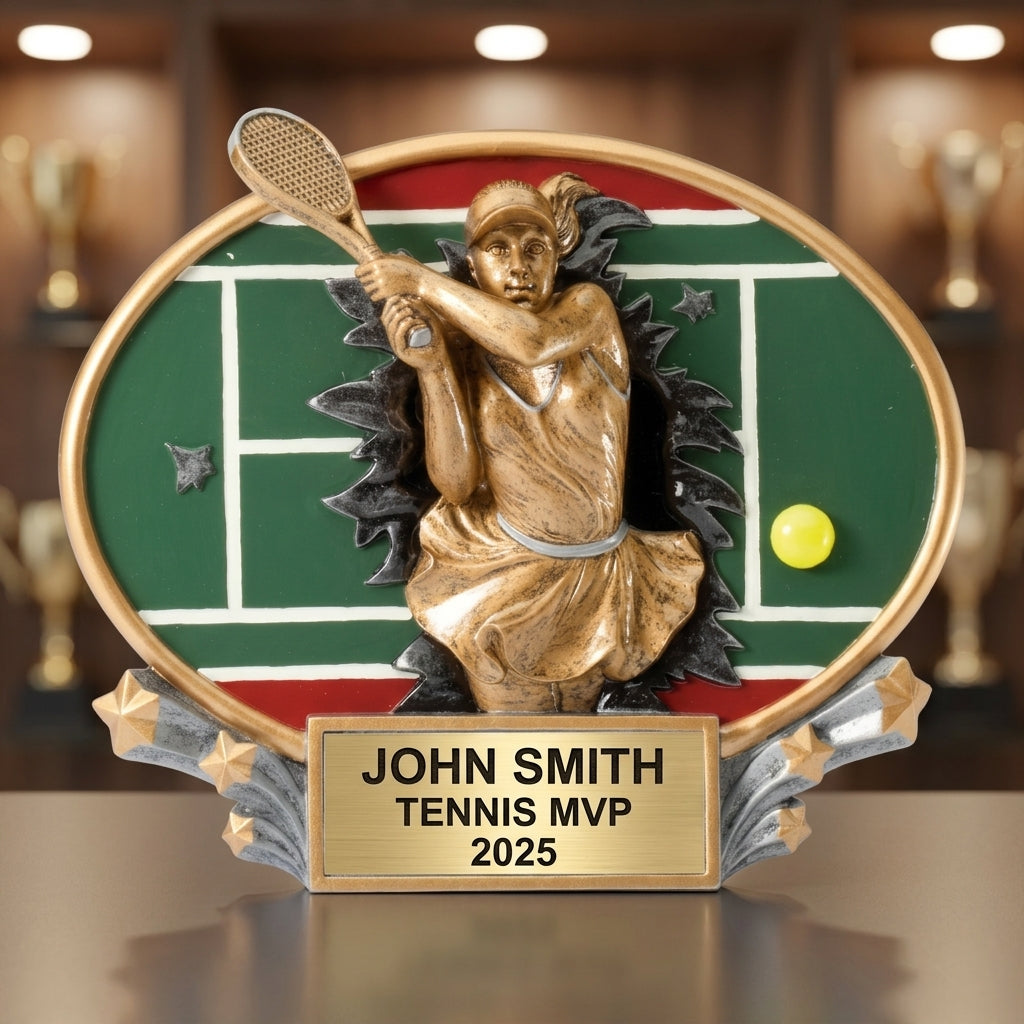 Personalized | Tennis Award | Custom Engraved | Tennis Trophy | Personalized Award | Engraved Gift | Female Player | MVP Award - View 1