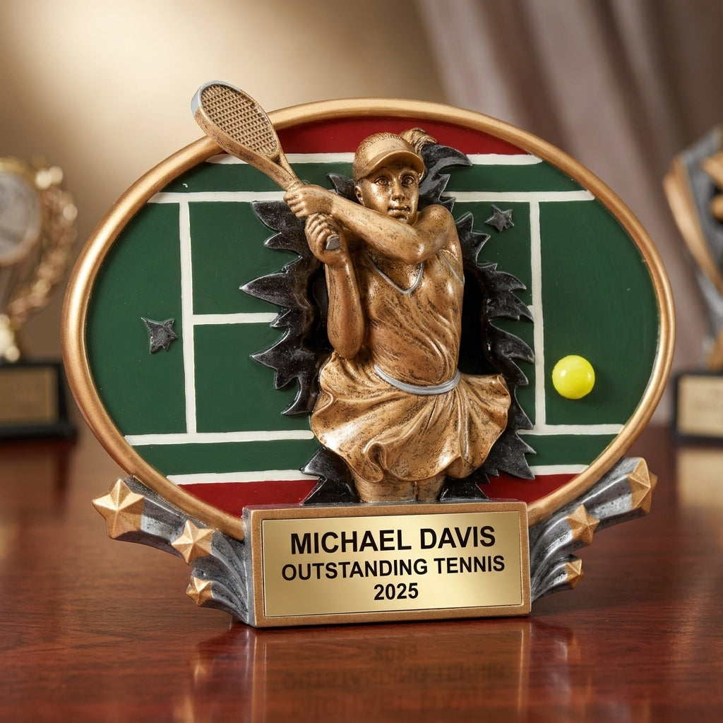 Personalized | Tennis Award | Custom Engraved | Tennis Trophy | Personalized Award | Engraved Gift | Female Player | MVP Award - View 2