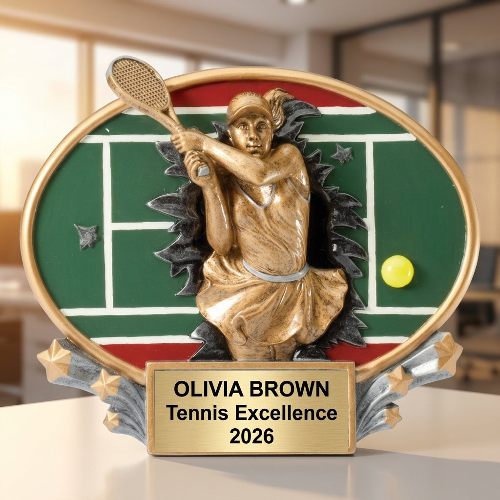 Personalized | Tennis Award | Custom Engraved | Tennis Trophy | Personalized Award | Engraved Gift | Female Player | MVP Award - View 5