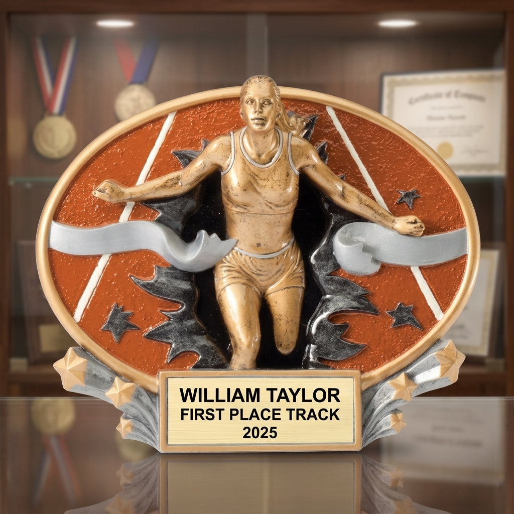 Personalized | Track and Field Award | Custom Engraved | Track Trophy | Running Award | Personalized Runner | Female Athlete - View 1