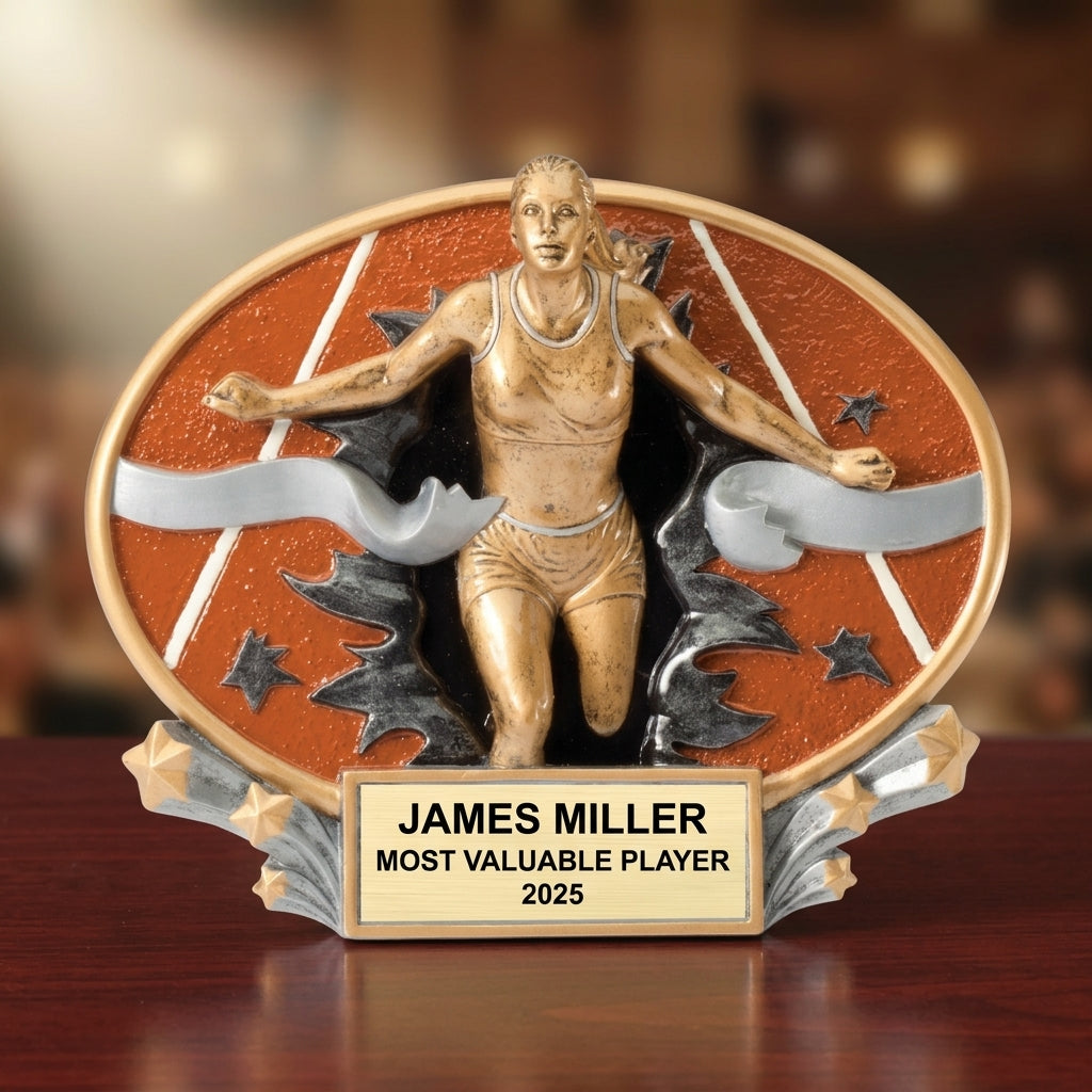 Personalized | Track and Field Award | Custom Engraved | Track Trophy | Running Award | Personalized Runner | Female Athlete - View 2