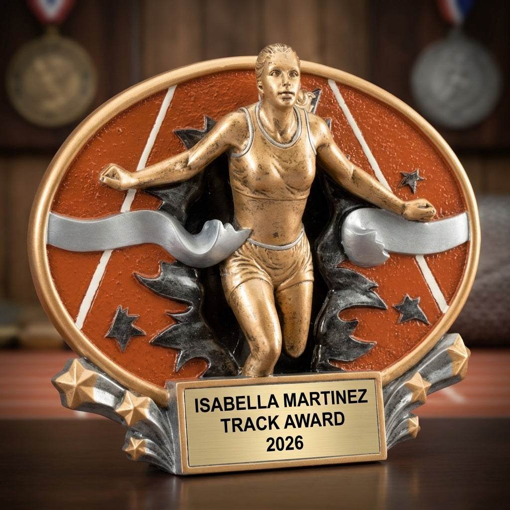 Personalized | Track and Field Award | Custom Engraved | Track Trophy | Running Award | Personalized Runner | Female Athlete - View 3