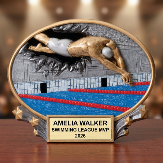 Swimming Award Trophy | Personalized | Custom Engraved | Swim Meet Champion | Swimmer Gift | End of Season | Team Banquet - View 2