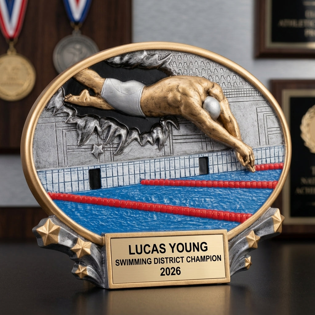 Swimming Award Trophy | Personalized | Custom Engraved | Swim Meet Champion | Swimmer Gift | End of Season | Team Banquet - View 3